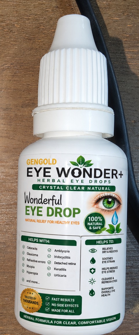 Real Gengold Eye Wonder+ herbal eye drops bottle